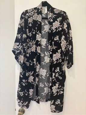 Spiritual Gangster Maya Floral Open Front Tie Draped Kimono Duster Cover Up Robe